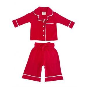 NEW SIIX COLLECTION girl's organic pointelle lounge set in red